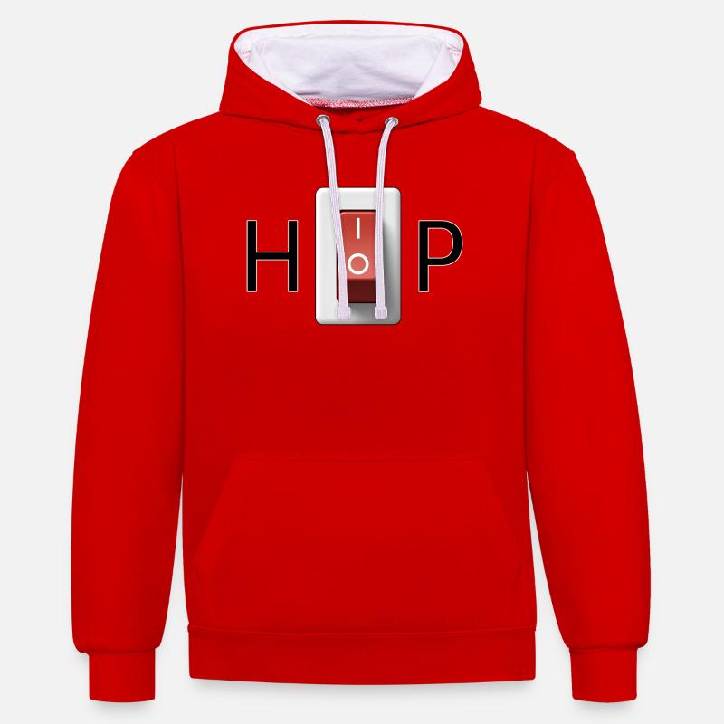 Switch HIP-HOP, allumez le hip-hop ! - Sweat à capuche contrasté - rouge/blanc
