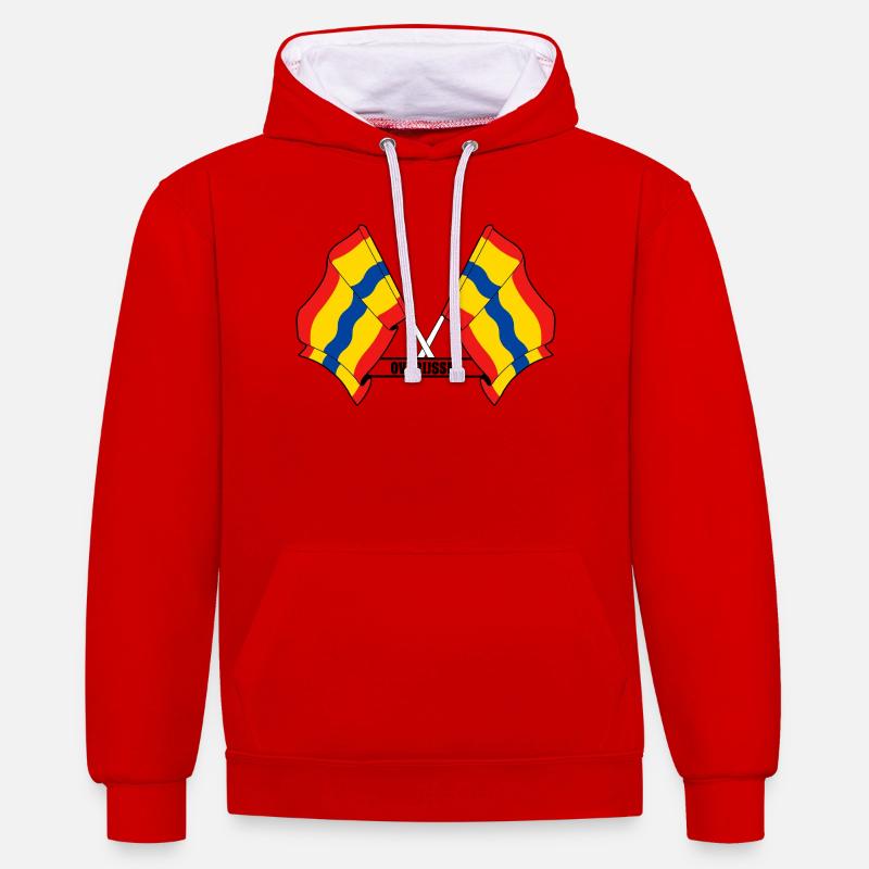 Two flags text OVERIJSSEL - Contrast hoodie - red/white