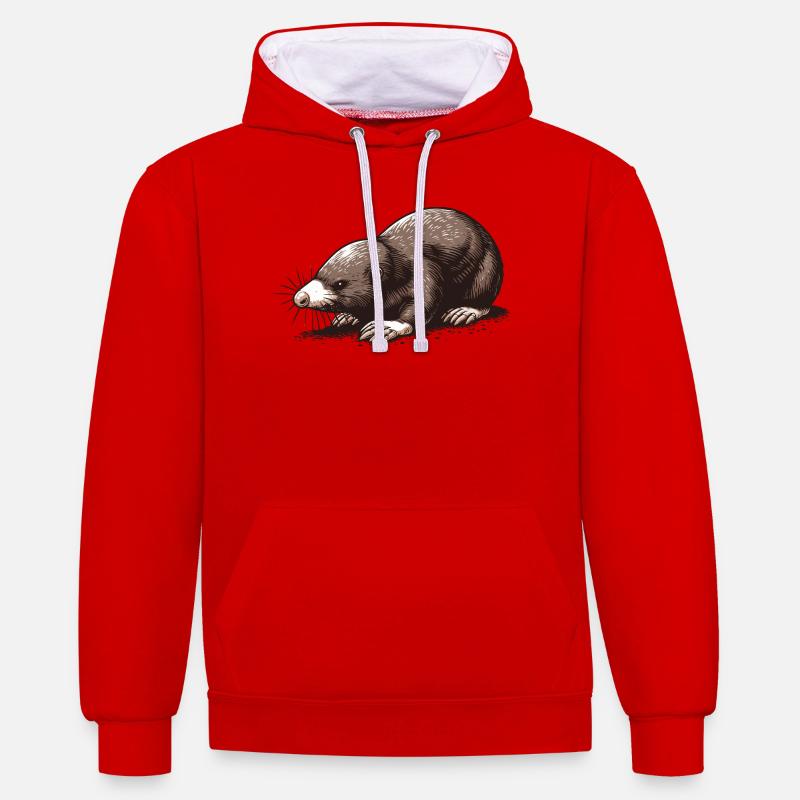 Mole - Contrast hoodie - red/white