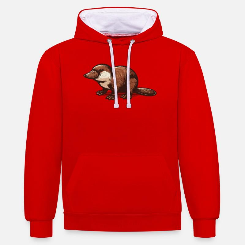 Ornithorynque - Sweat à capuche contrasté - rouge/blanc