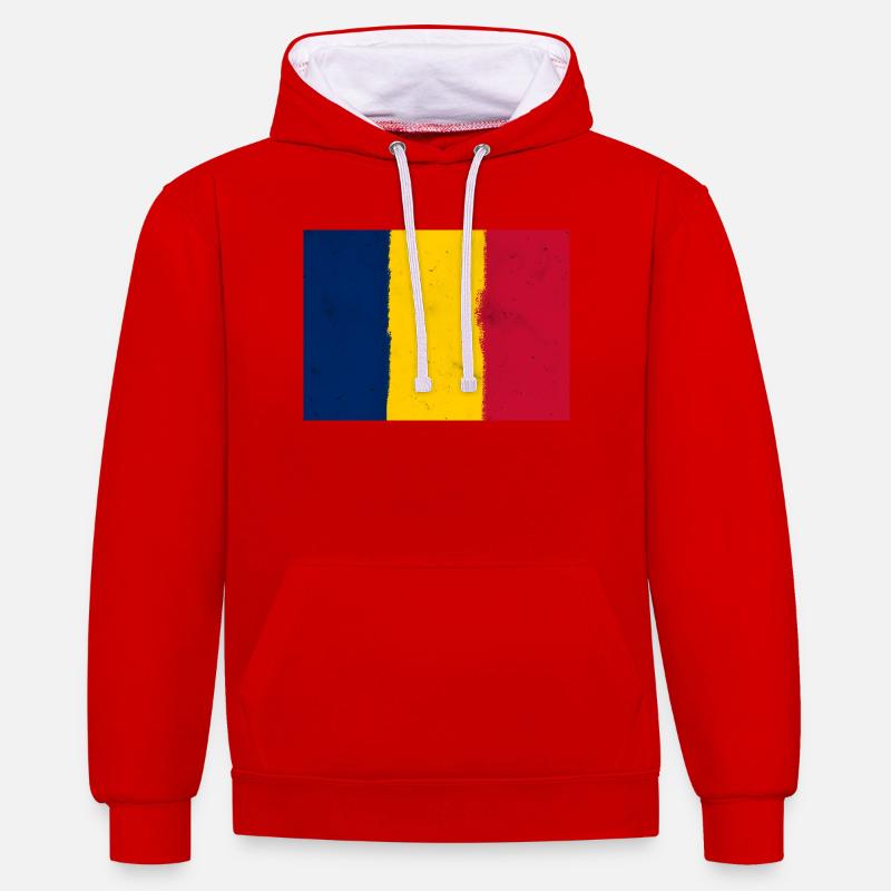 Drapeau du Tchad - Sweat à capuche contrasté - rouge/blanc
