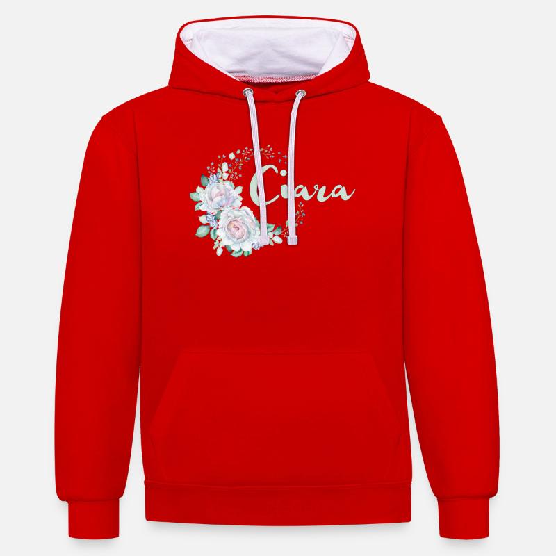 Pour Ciara - Sweat à capuche contrasté - rouge/blanc