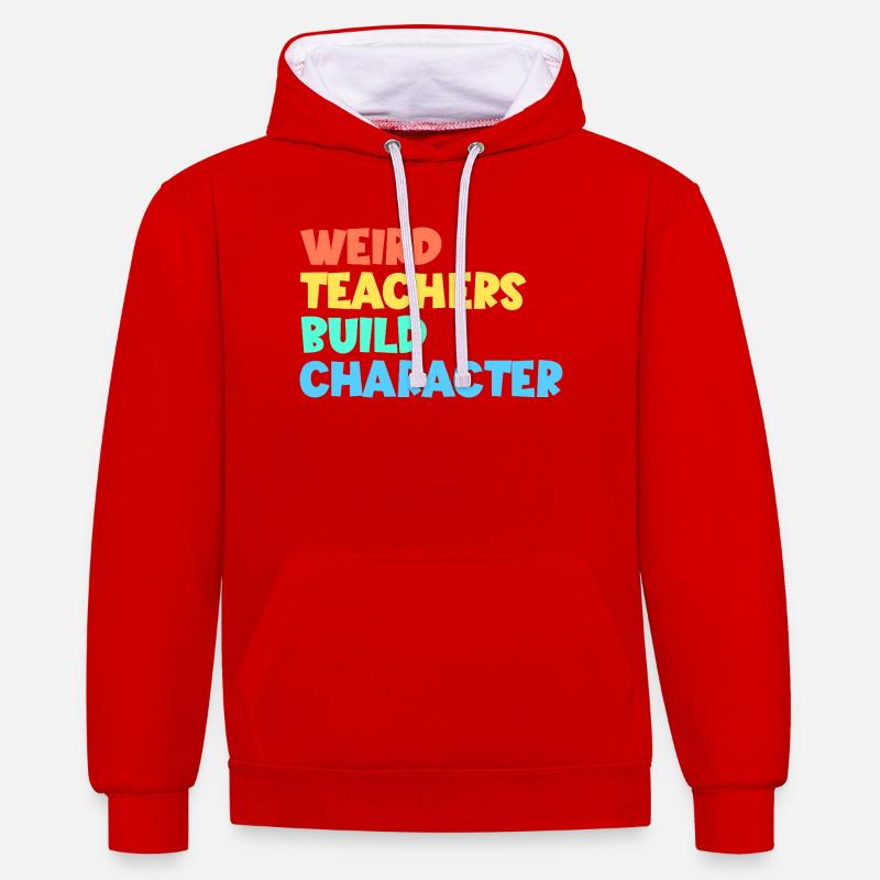 D’étranges enseignants forment le personnage - Sweat à capuche contrasté - rouge/blanc
