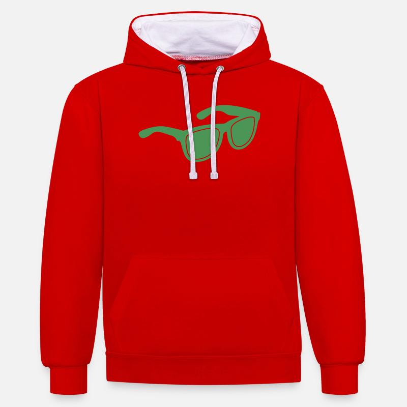 Lunettes de soleil vertes Graphique - Sweat à capuche contrasté - rouge/blanc