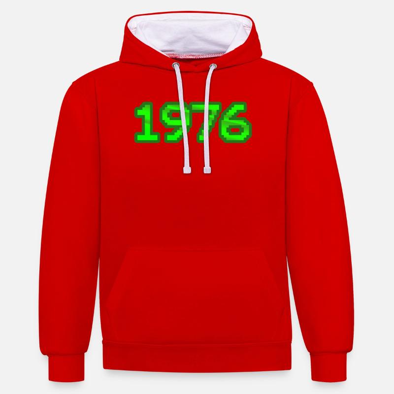 Nerd 1976 - Sweat à capuche contrasté - rouge/blanc