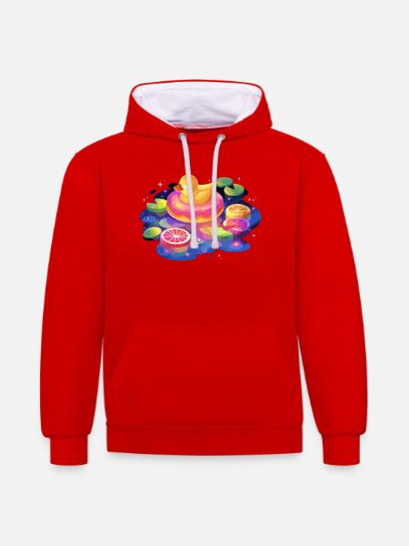 Fruity donut duck trip - Contrast hoodie - red/white