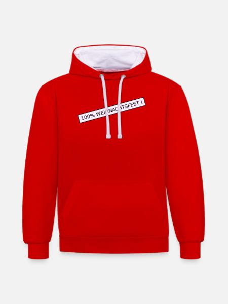 Noël à 100 % - Sweat à capuche contrasté - rouge/blanc