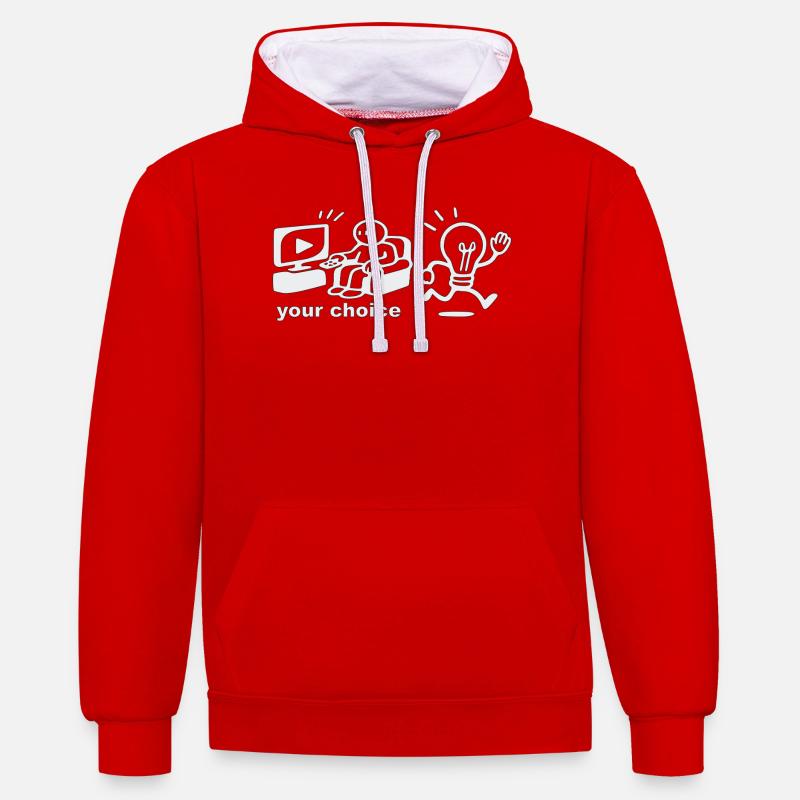 Your Choice - don't block your mind - Sweat à capuche contrasté - rouge/blanc