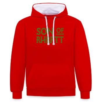 Son of Rhrptt - Ruhrpott - Zeche - Zollverein - Kontrast-Hoodie - Rot/Weiß - Vorne - Liana (172cm) & Jaron (178cm)