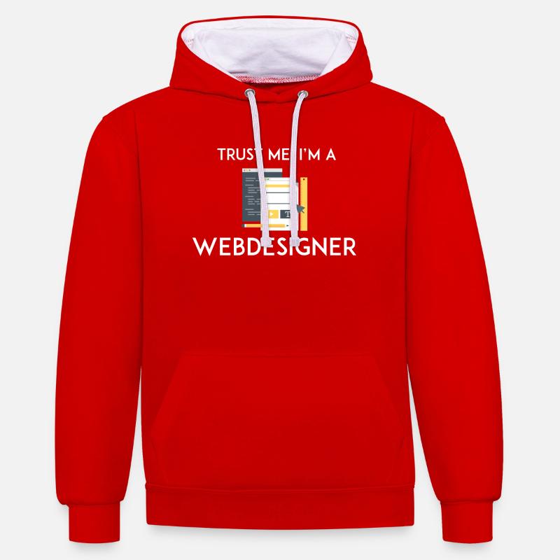 Croyez-moi, je suis webdesigner - Sweat à capuche contrasté - rouge/blanc