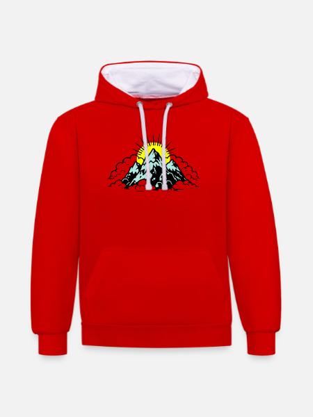 Mountains Alps Nature - Contrast hoodie - red/white