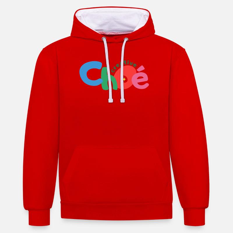 choe creative texte - Sweat à capuche contrasté - rouge/blanc