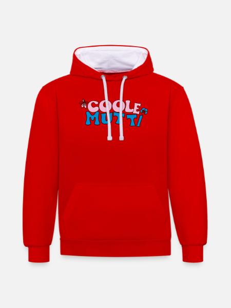 Coole Mutti - Kontrast-Hoodie - Rot/Weiß