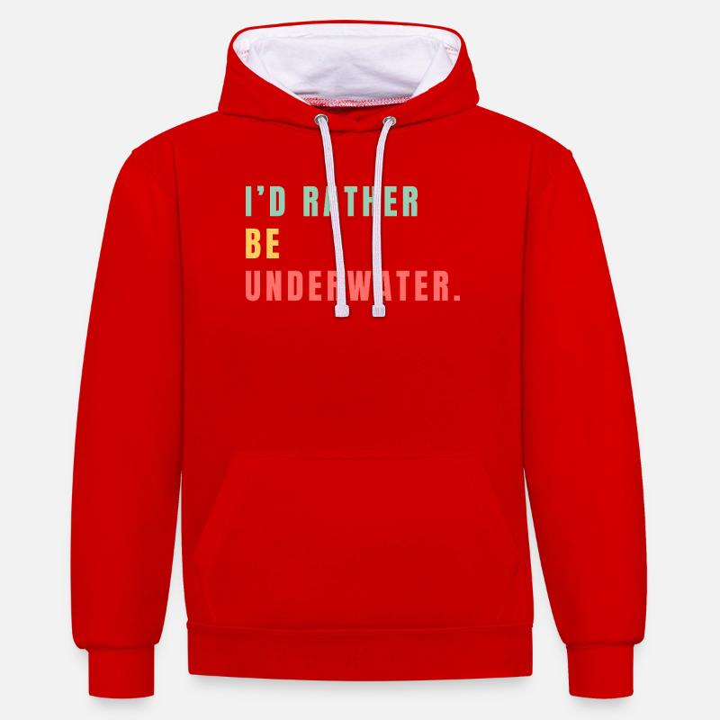 Je préfère être sous l’eau - Sweat à capuche contrasté - rouge/blanc