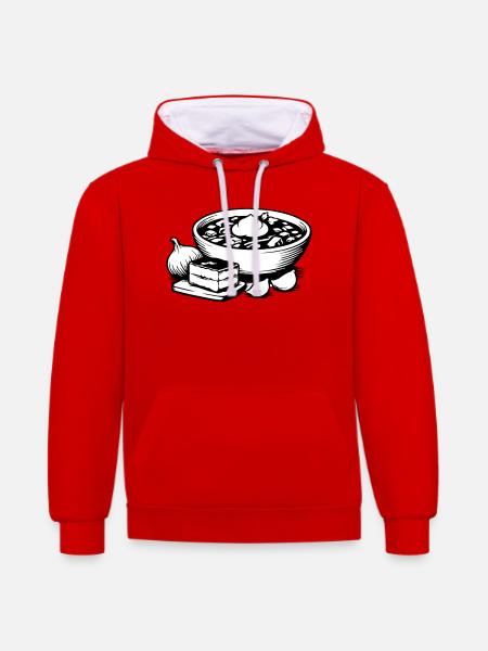 Borsch - Kontrast-Hoodie - Rot/Weiß