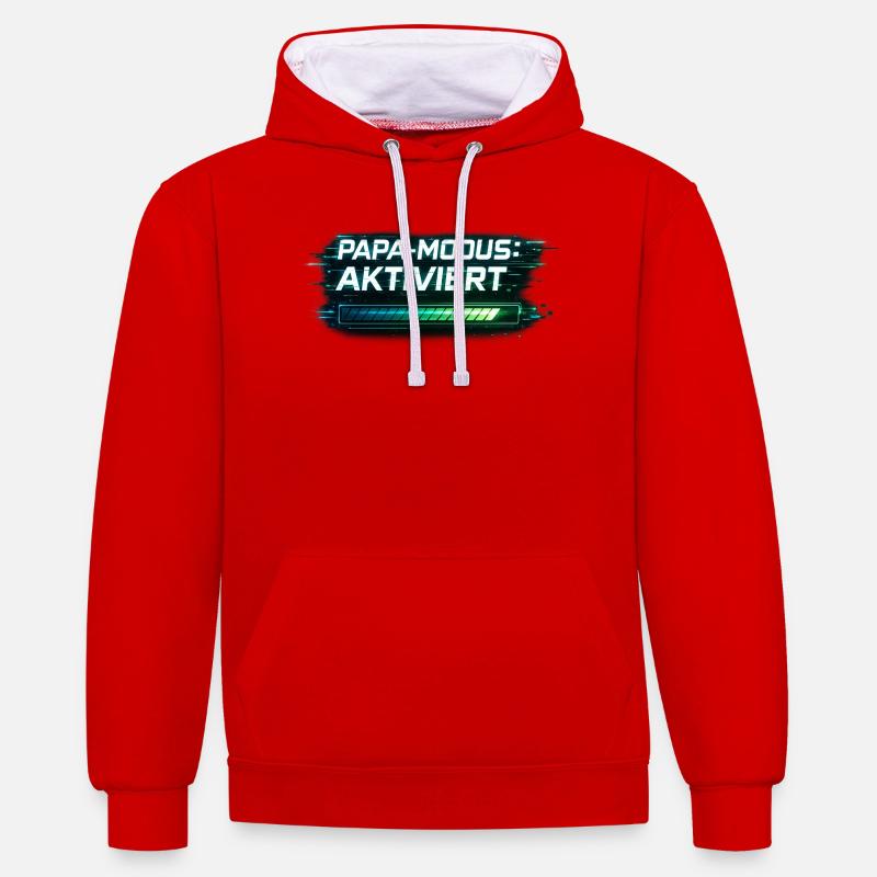 Mode Papa activé – Cadeau pour Papa - Sweat à capuche contrasté - rouge/blanc