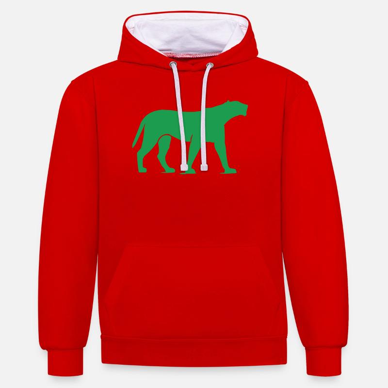 Silhouette de la Panthère Verte - Sweat à capuche contrasté - rouge/blanc