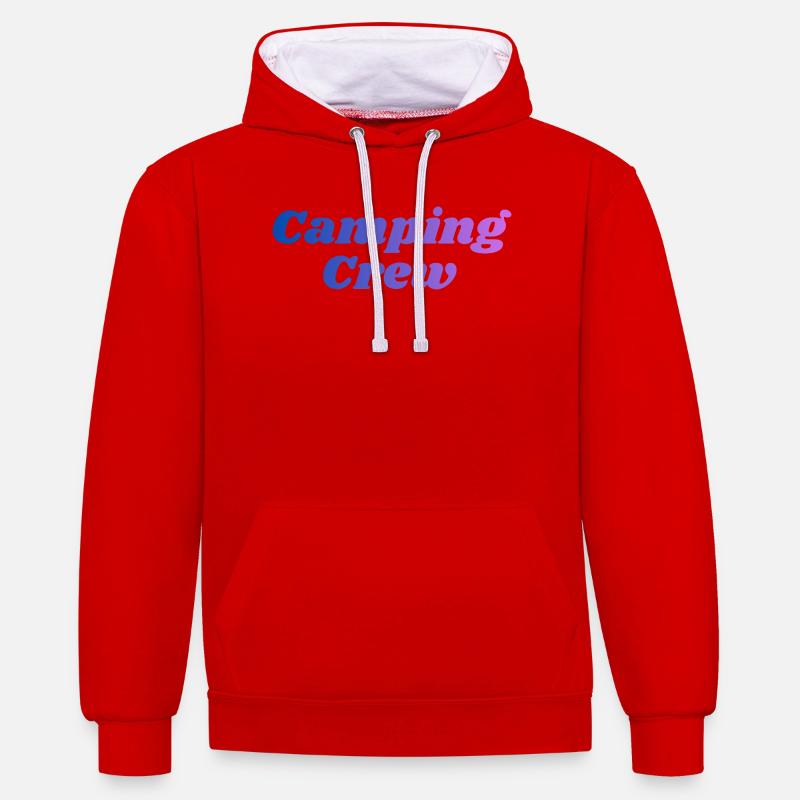 Équipe de camping - Sweat à capuche contrasté - rouge/blanc