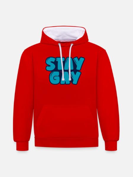 Reste gay - Sweat à capuche contrasté - rouge/blanc