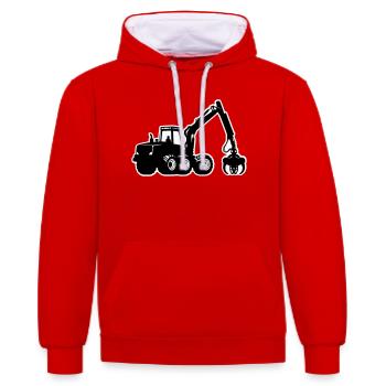 Silhouette de moissonneuse - Sweat à capuche contrasté - rouge/blanc - Devant - Liana (172cm) & Jaron (178cm)