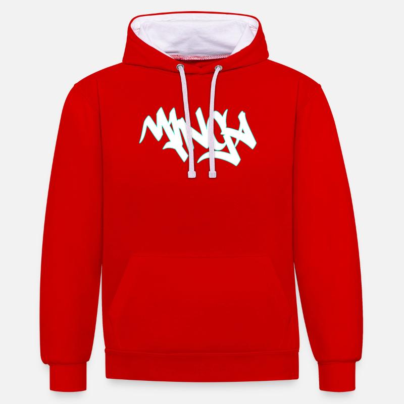 Lettrage Graffiti Mibga Neon - Sweat à capuche contrasté - rouge/blanc