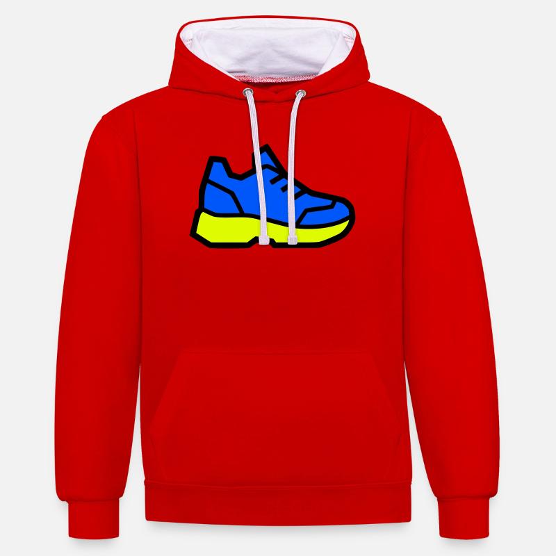 Moderner Laufschuh Sneaker - Kontrast-Hoodie - Rot/Weiß