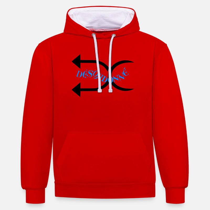 Désodonné  - Sweat à capuche contrasté - rouge/blanc
