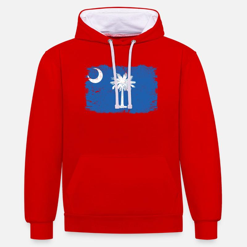 Drapeau de Caroline du Sud vieilli - Sweat à capuche contrasté - rouge/blanc