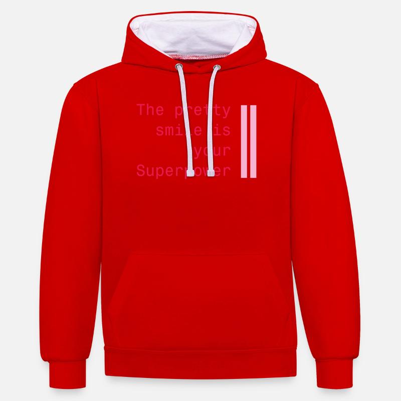 Sourire en tant que superpuissance - Sweat à capuche contrasté - rouge/blanc