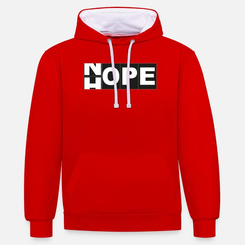 Hope Non - Sweat à capuche contrasté - rouge/blanc