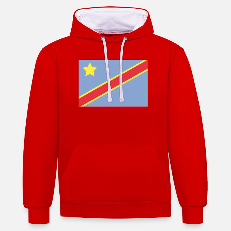 Drapeau du Congo - Sweat à capuche contrasté - rouge/blanc