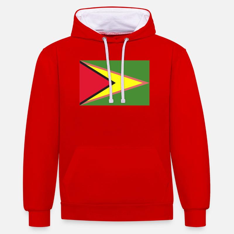 Drapeau du Guyana - Sweat à capuche contrasté - rouge/blanc