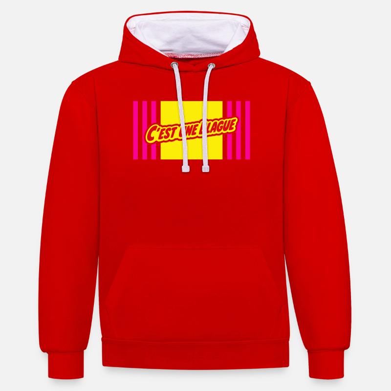 C'est une blague - Sweat à capuche contrasté - rouge/blanc