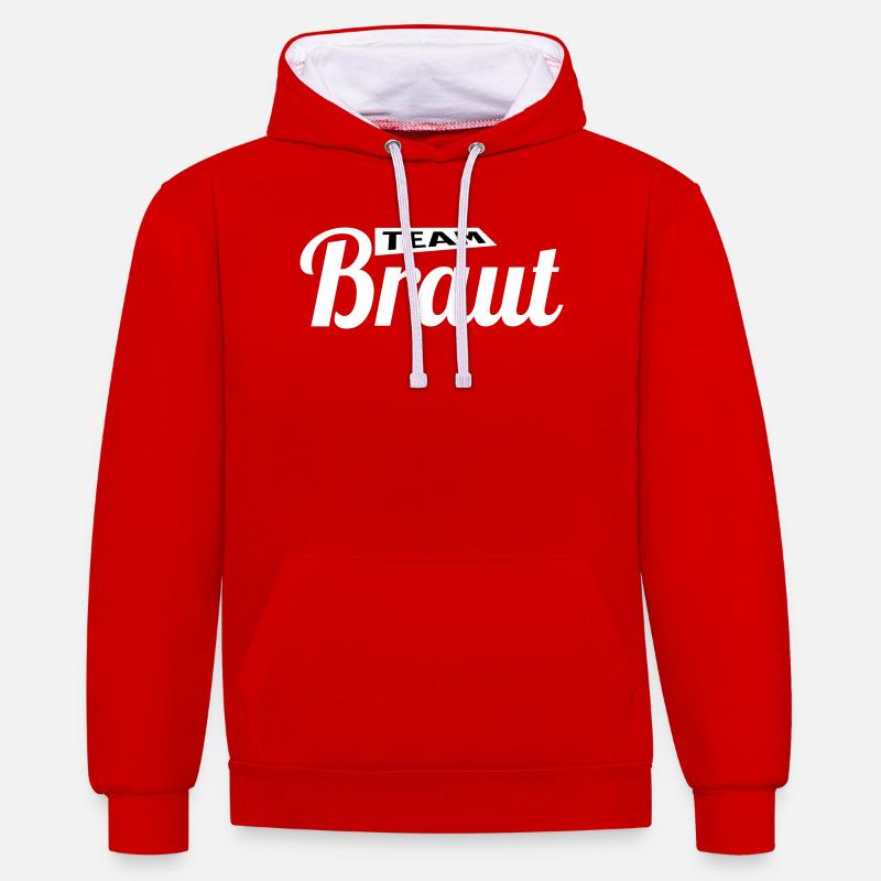 Die Braut! - Kontrast-Hoodie - Rot/Weiß