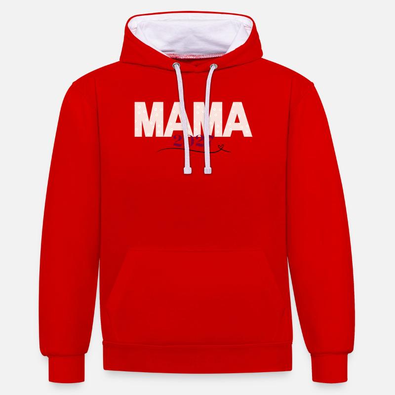 Imprimé floral Mama 2027 - Sweat à capuche contrasté - rouge/blanc