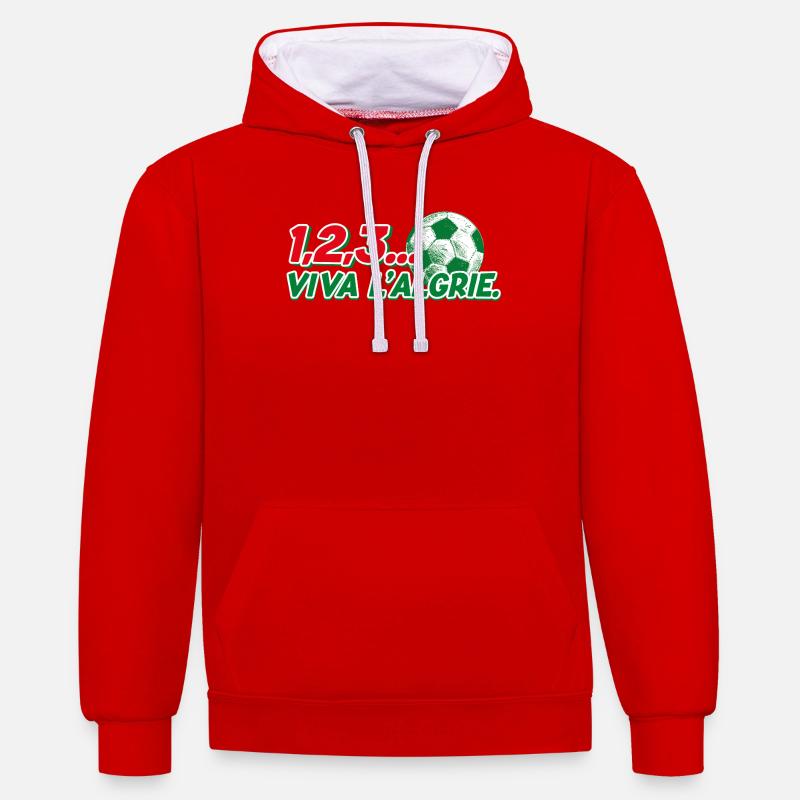 123 viva l'Algérie - Sweat à capuche contrasté - rouge/blanc