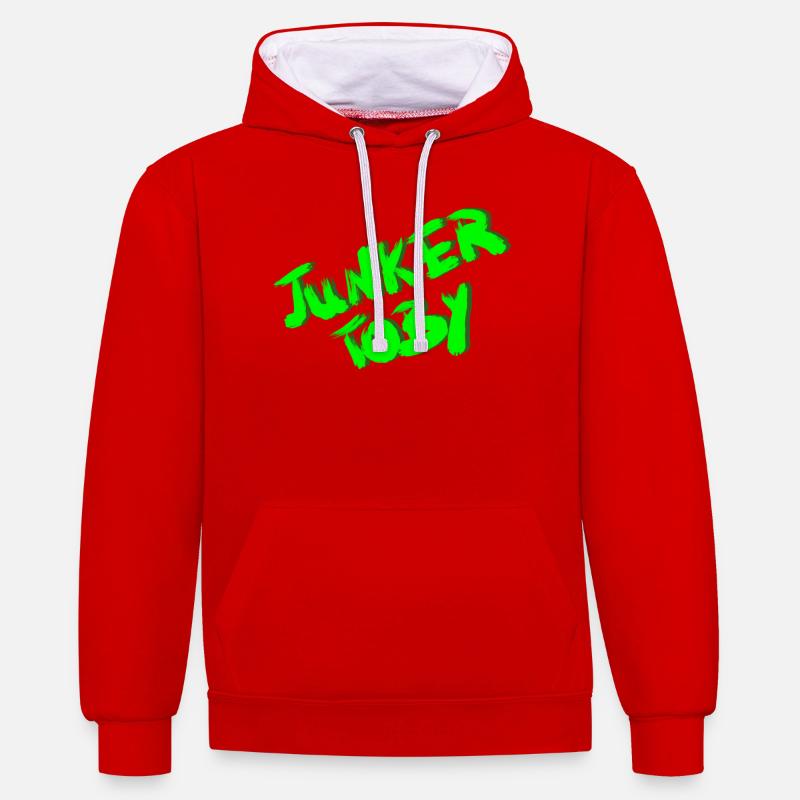 Junker Toby - Sweat à capuche contrasté - rouge/blanc