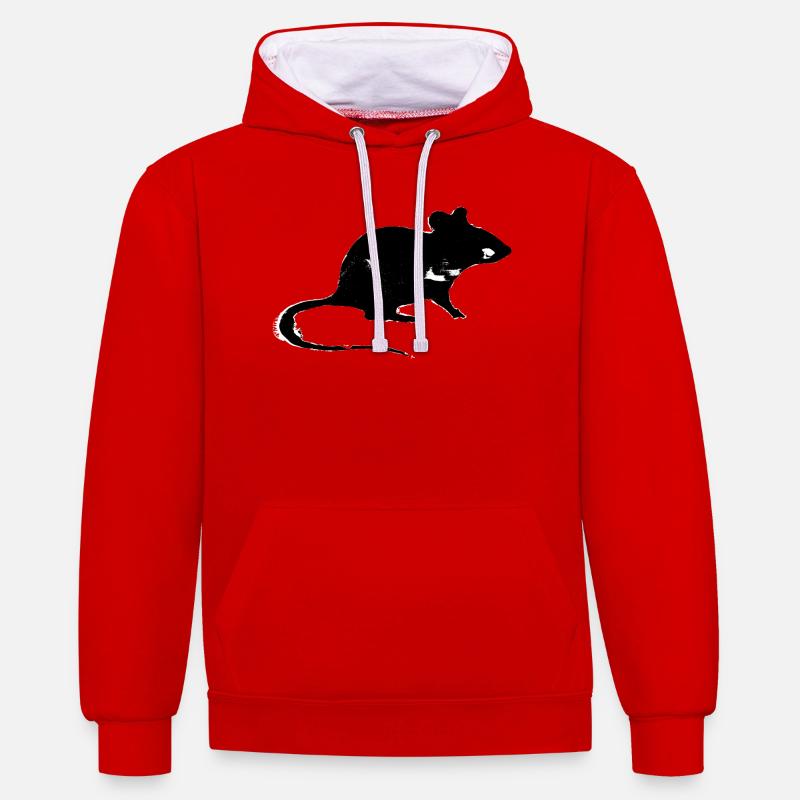 Rat - Sweat à capuche contrasté - rouge/blanc