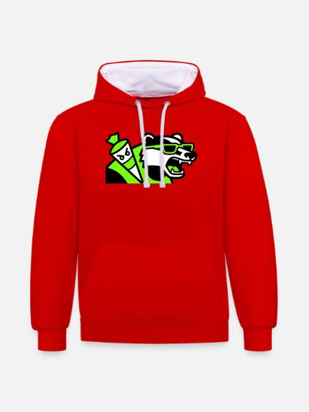 Badger Schoolbag Mascot - Contrast hoodie - red/white