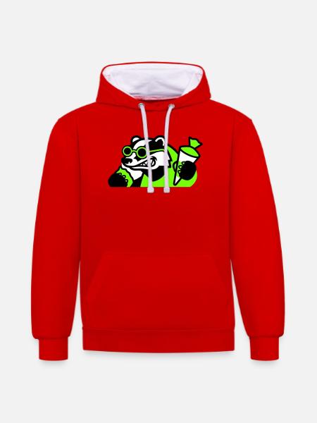 Cool Badger Back to School Icon - Contrast hoodie - red/white