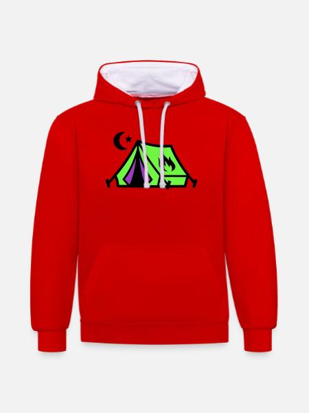 Tent Campfire Festival Icon - Contrast hoodie - red/white