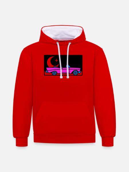 Retro 80s Convertible Graphic - Contrast hoodie - red/white