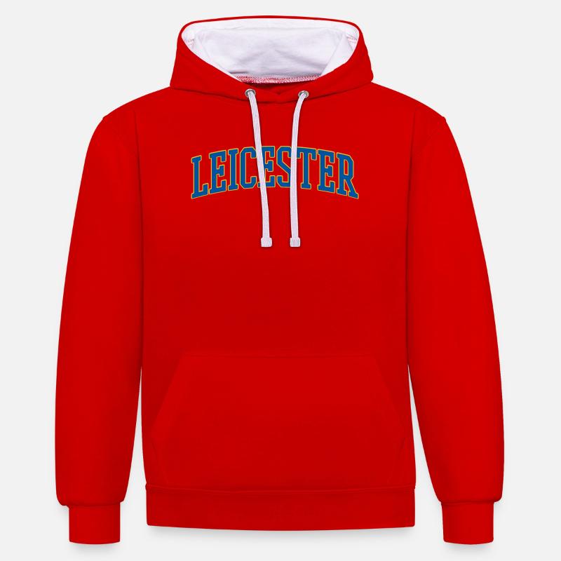 Mot de lycée Varsity de Leicester - Sweat à capuche contrasté - rouge/blanc