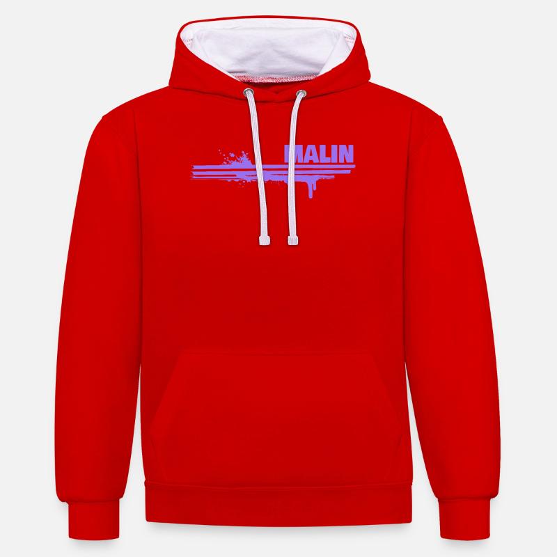 Gift for Malin - Contrast hoodie - red/white