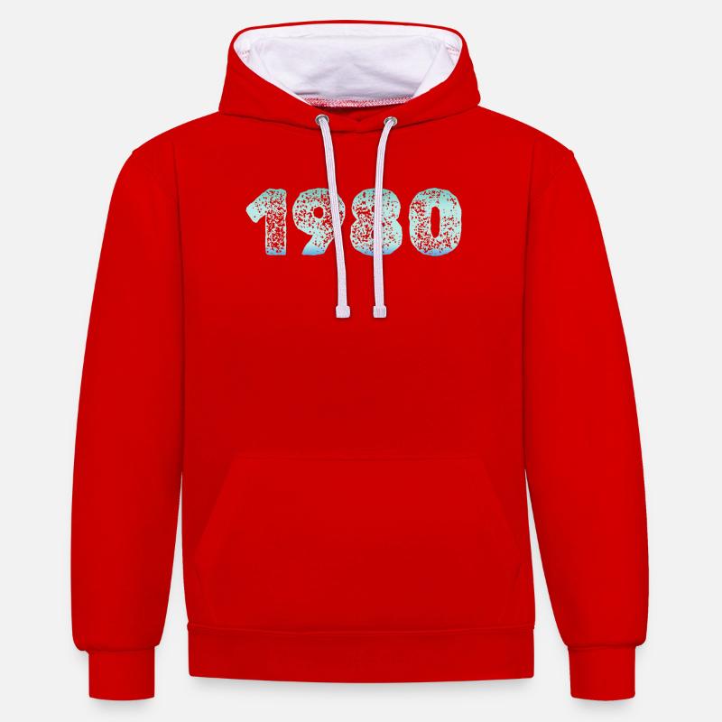 Conception comme - Sweat à capuche contrasté - rouge/blanc