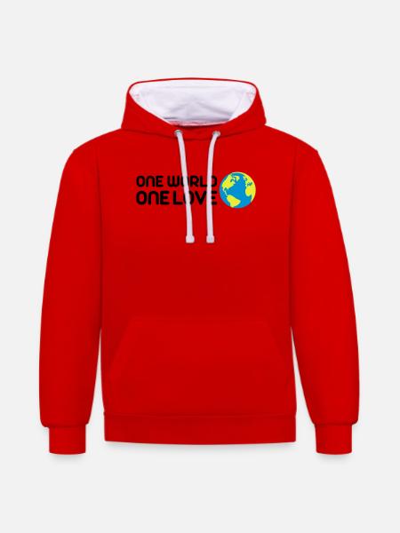 One World One Love - Contrast hoodie - red/white