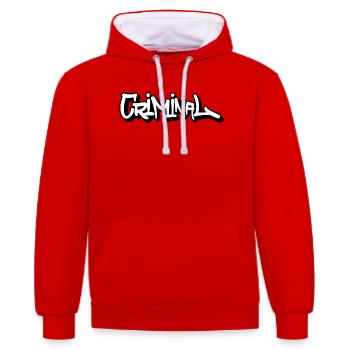 Étiquette criminelle - Sweat à capuche contrasté - rouge/blanc - Devant - Liana (172cm) & Jaron (178cm)