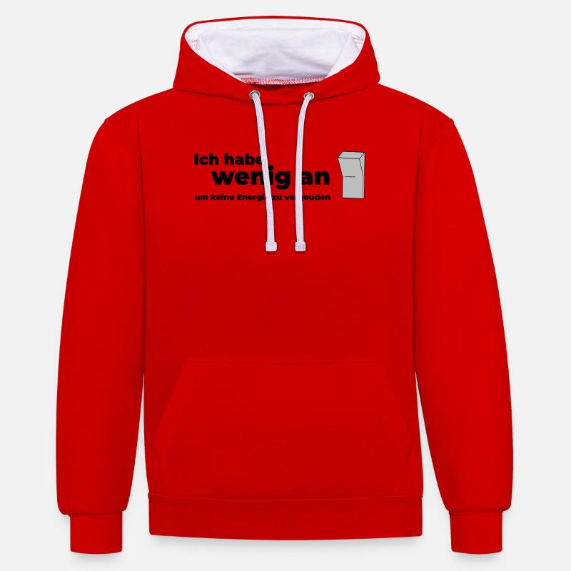 WENIG AN - Kontrast-Hoodie - Rot/Weiß