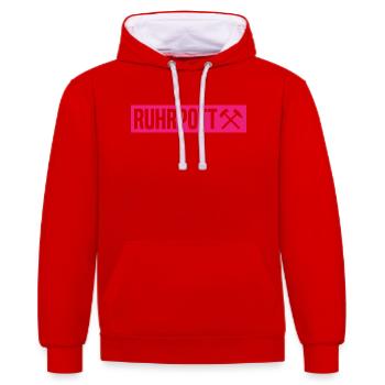 Ruhrpott - Ruhr Pott - Zeche - Zollverein - NRW - Kontrast-Hoodie - Rot/Weiß - Vorne - Liana (172cm) & Jaron (178cm)