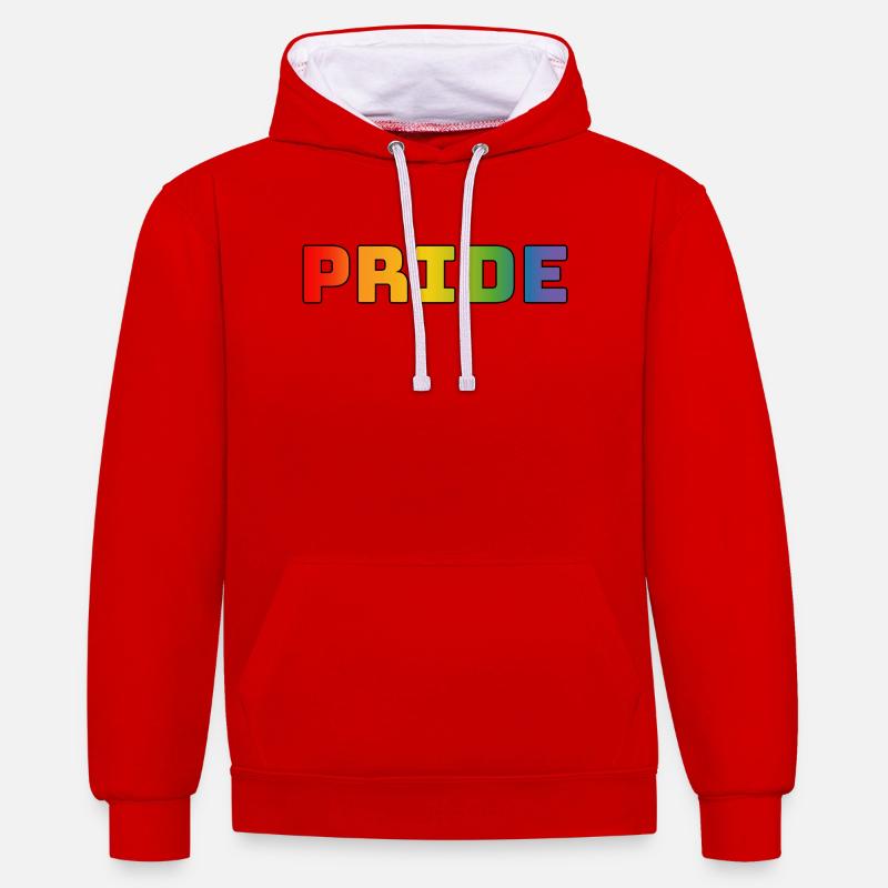 rainbow pride LGBT LGBTQI queer - Sweat à capuche contrasté - rouge/blanc